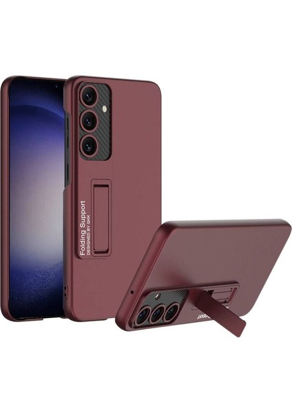 Samsung Galaxy S24 Plus Uyumlu Kılıf Standlı Ays Kapak, Mürdüm