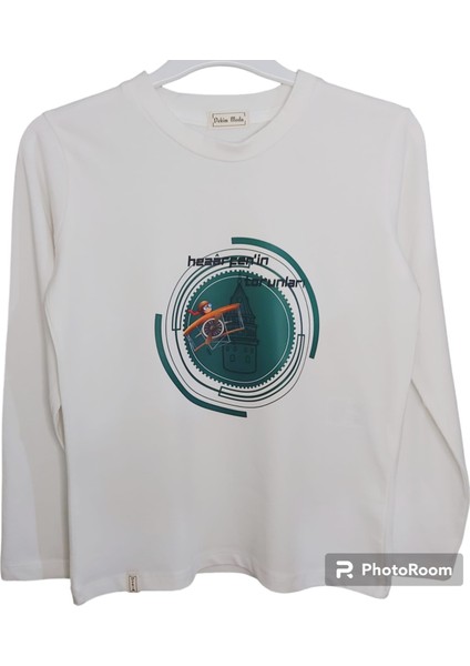 Erkek Çocuk Uzun Kollu Bisiklet Yaka Hazerfen Baskılı T-Shirt