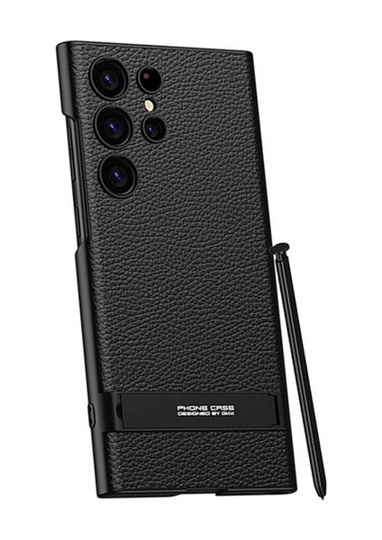 Samsung Galaxy S24 Ultra Uyumlu Kılıf Kamera Korumalı Leather Dikey Standlı Ays Kapak
