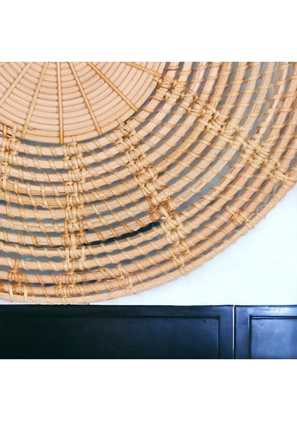 Rattan Duvar Dekoru Iskandinav Bohem Doğal Duvar Süsü El Yapımı Ahşap Yuvarlak 40CM Oceanpoint