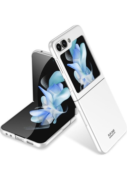 Samsung Galaxy Z Flip 5 Uyumlu Kılıf Sert Kıpta Kapak, Gümüş