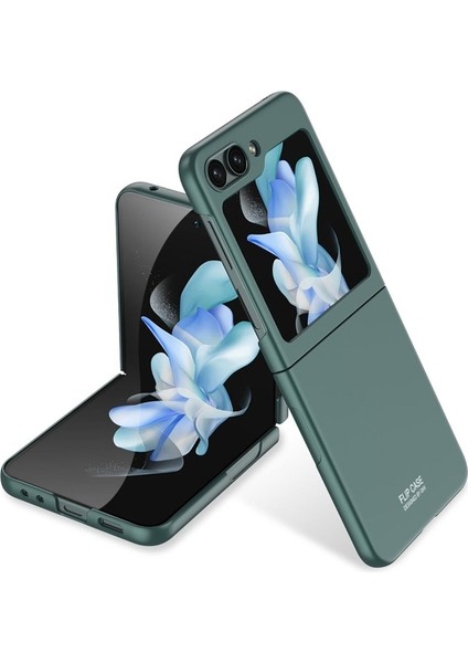 Samsung Galaxy Z Flip 5 Uyumlu Kılıf Sert Kıpta Kapak, Koyu Yeşil