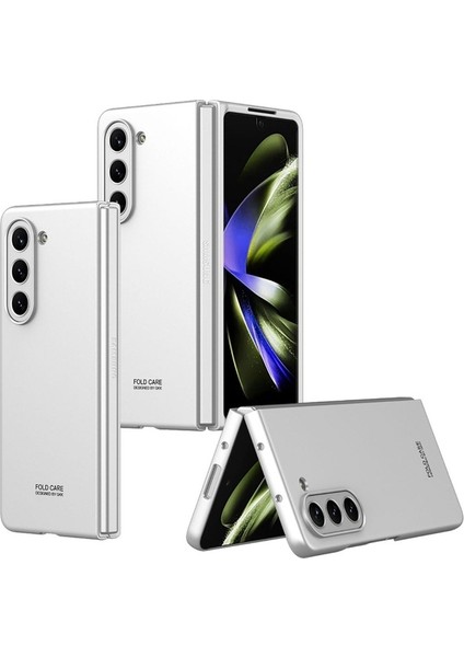 Samsung Galaxy Z Fold 5 Uyumlu Kılıf Sert Kıpta Kapak, Gümüş