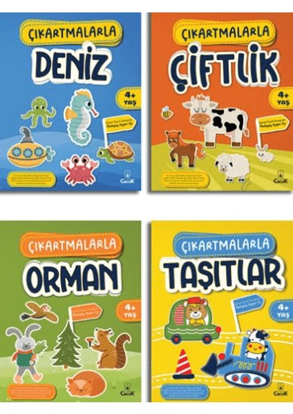 Çıkartmalarla Deniz - Çıkartmalarla Çiftlik - Çıkartmalarla Orman - Çıkartmalarla Taşıtlar 4'lü Set