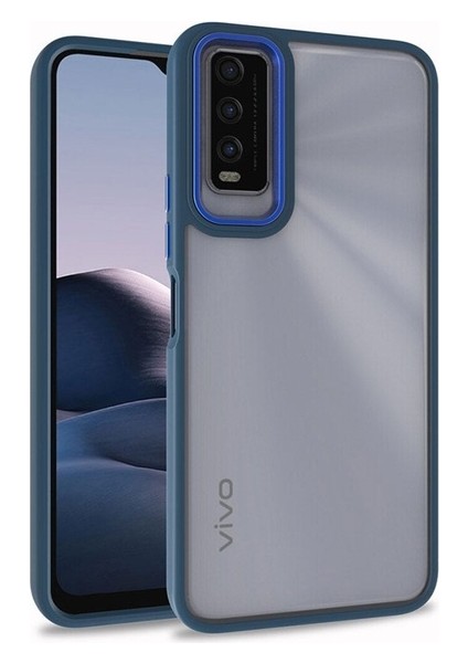 Vivo Y11S Uyumlu Kılıf Flora Kapak, Mavi