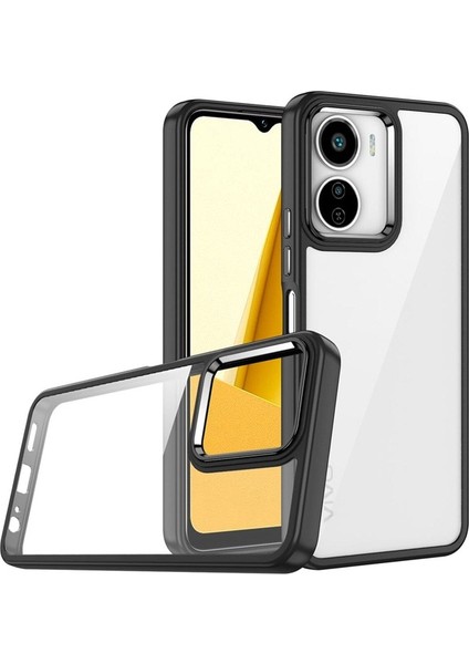 Vivo Y16 Uyumlu Kılıf Flora Kapak, Siyah