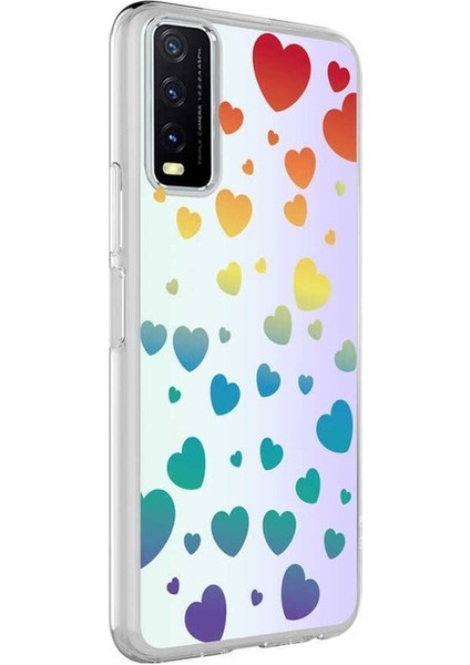 Vivo Y20 Uyumlu Kılıf M-Blue Desenli Kapak, Heart No3