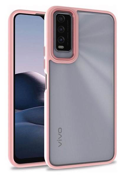 Megafox Teknoloji Vivo Y20 Uyumlu Kılıf Flora Kapak, Rose Gold