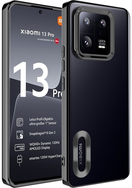 Xiaomi Mi 13 Pro Uyumlu Kılıf Kamera Korumalı Logo Gösteren Omega Kapak, Siyah