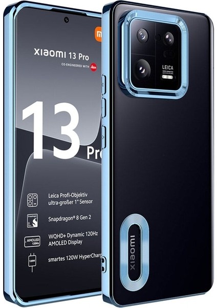 Xiaomi Mi 13 Pro Uyumlu Kılıf Kamera Korumalı Logo Gösteren Omega Kapak, Mavi