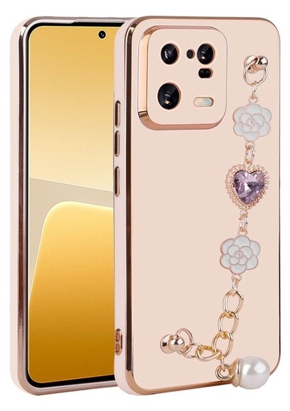 Xiaomi Mi 13 Pro Uyumlu Kılıf El Tutamaçlı Kamera Korumalı Taka Silikon Kapak, Pembe