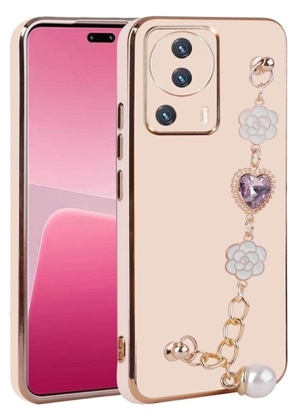 Xiaomi Mi 13 Lite Uyumlu Kılıf El Tutamaçlı Kamera Korumalı Taka Silikon Kapak, Pembe