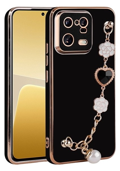 Xiaomi Mi 13 Pro Uyumlu Kılıf El Tutamaçlı Kamera Korumalı Taka Silikon Kapak, Siyah