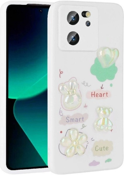 Xiaomi Mi 13T Pro Uyumlu Kılıf Kabartma Figürlü Parlak Toys Silikon Kapak, Beyaz