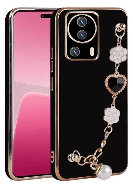 Xiaomi Mi 13 Lite Uyumlu Kılıf El Tutamaçlı Kamera Korumalı Taka Silikon Kapak, Siyah