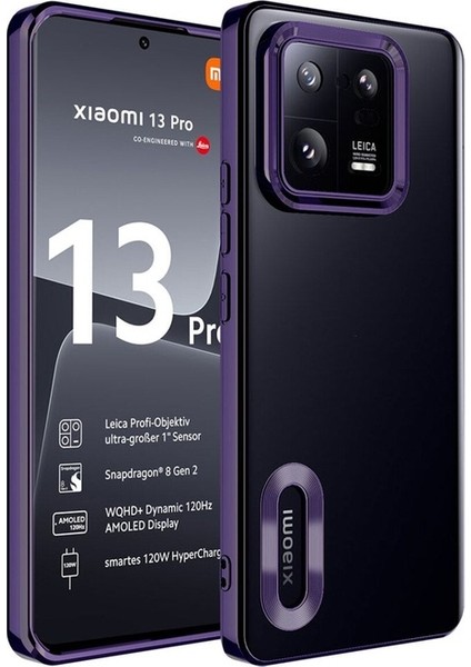 Xiaomi Mi 13 Pro Uyumlu Kılıf Kamera Korumalı Logo Gösteren Omega Kapak, Derin Mor