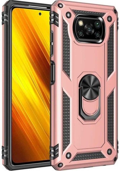 Megafox Teknoloji Xiaomi Poco X3 Uyumlu Kılıf Vega Kapak, Rose Gold