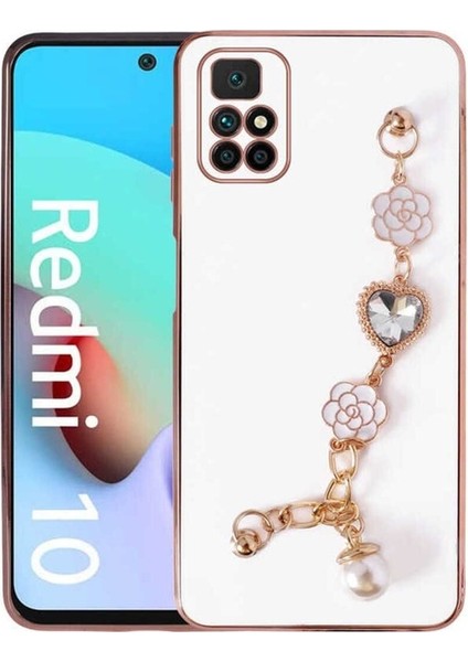 Xiaomi Redmi 10 Uyumlu Kılıf El Tutamaçlı Kamera Korumalı Taka Silikon Kapak, Beyaz