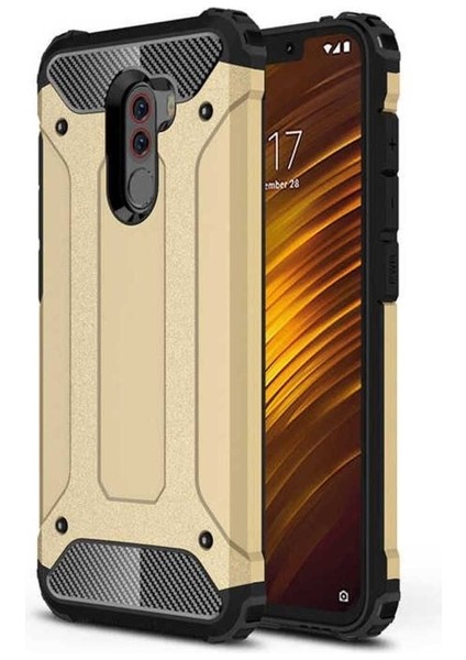 Xiaomi Pocophone F1 Uyumlu Kılıf Crash Silikon Kapak, Gold
