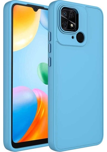 Xiaomi Redmi 10C Uyumlu Kılıf Metal Çerçeve ve Buton Tasarımlı Silikon Luna Kapak, Sierra Mavi