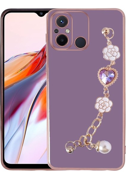 Xiaomi Redmi 12C Uyumlu Kılıf El Tutamaçlı Kamera Korumalı Taka Silikon Kapak, Mor