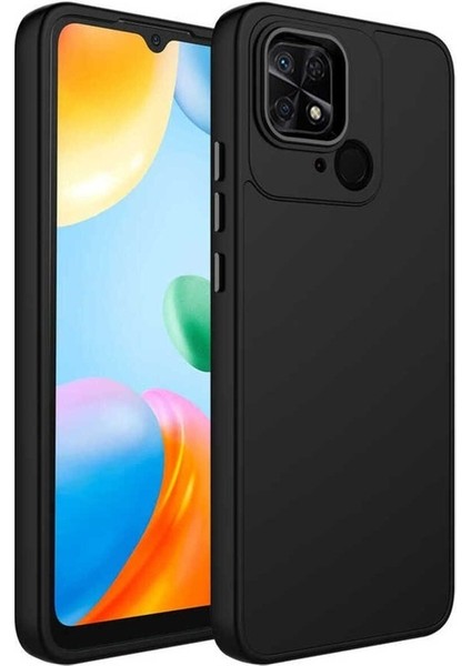 Xiaomi Redmi 10C Uyumlu Kılıf Metal Çerçeve ve Buton Tasarımlı Silikon Luna Kapak, Siyah