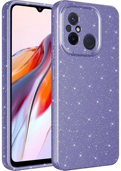 Xiaomi Redmi 12C Uyumlu Kılıf Kamera Korumalı Simli Lüks Koton Kapak, Mor