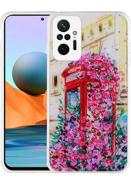Xiaomi Redmi Note 10 Pro Uyumlu Kılıf Simli Desenli Kamera Korumalı Parlak Popy Kapak, Kulübe