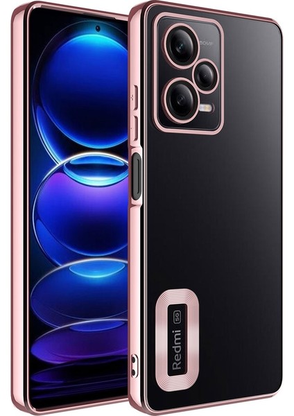 Xiaomi Redmi Note 12 5g Uyumlu Kılıf Kamera Korumalı Logo Gösteren Omega Kapak, Rose Gold