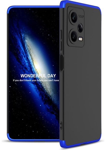 Xiaomi Redmi Note 12 Pro 5g Uyumlu Kılıf Ays Kapak, Siyah-Mavi