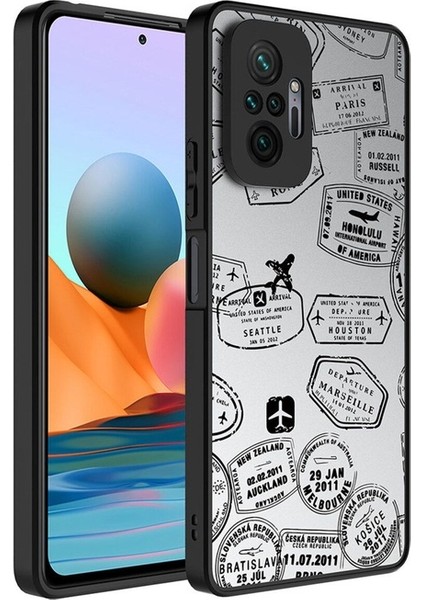 Xiaomi Redmi Note 10 Pro Uyumlu Kılıf Aynalı Desenli Kamera Korumalı Parlak Mirror Kapak, Seyahat