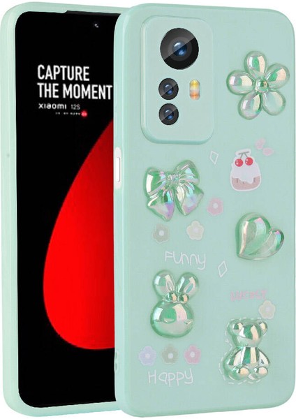 Xiaomi Redmi Note 12S Uyumlu Kılıf Kabartma Figürlü Parlak Toys Silikon Kapak, Açık Yeşil