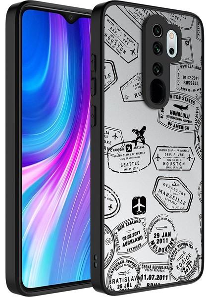 Xiaomi Redmi Note 8 Pro Uyumlu Kılıf Aynalı Desenli Kamera Korumalı Parlak Mirror Kapak, Seyahat