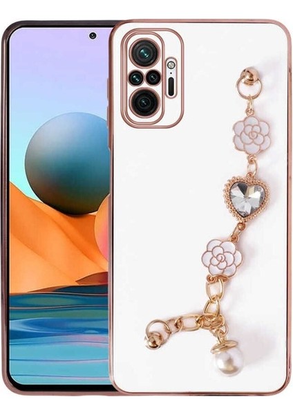 Xiaomi Redmi Note 10 Pro Uyumlu Kılıf El Tutamaçlı Kamera Korumalı Taka Silikon Kapak, Beyaz