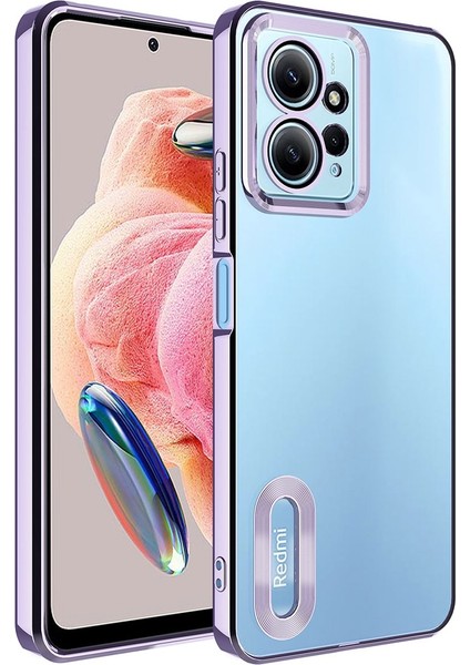 Xiaomi Redmi Note 12 4g Uyumlu Kılıf Kamera Korumalı Logo Gösteren Omega Kapak, Lila