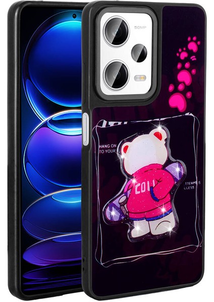 Xiaomi Redmi Note 12 Pro 5g Uyumlu Kılıf Parlayan Kabartmalı Ikonik Figürlü Amas Silikon Kapak, Siyah