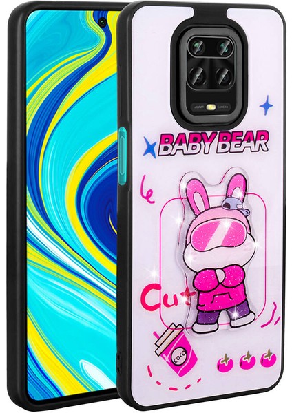 Xiaomi Redmi Note 9 Pro Uyumlu Kılıf Parlayan Kabartmalı Ikonik Figürlü Amas Silikon Kapak, Beyaz