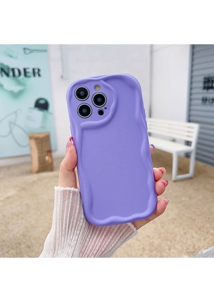 Apple iPhone 14 Pro Uyumlu Kılıf Zebana Wave Mat Silikon Kılıf Lila
