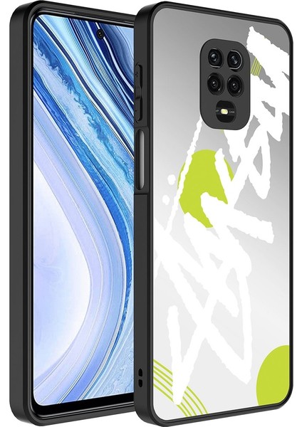 Xiaomi Redmi Note 9 Pro Uyumlu Kılıf Aynalı Desenli Kamera Korumalı Parlak Mirror Kapak, Yazı