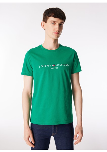 Tommy Hilfiger Bisiklet Yaka Yeşil Erkek T-Shirt MW0MW11797