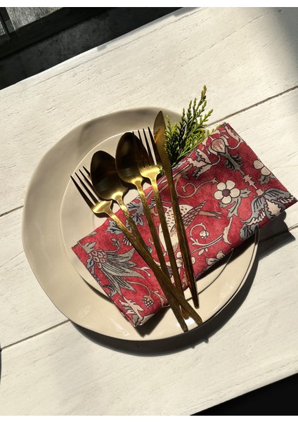 Bordo Kuş Desenli Peçete