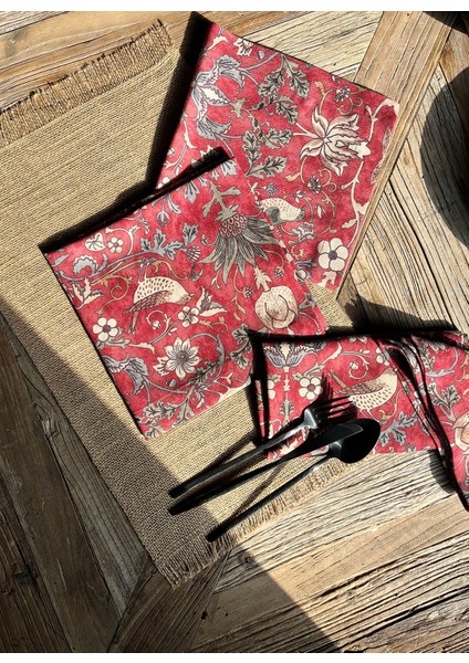 Bordo Kuş Desenli Peçete indirimleri