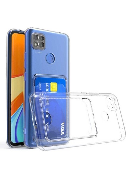 Xiaomi Redmi 9c Uyumlu Kılıf Kartlıklı Şeffaf Setra Clear Silikon Kapak