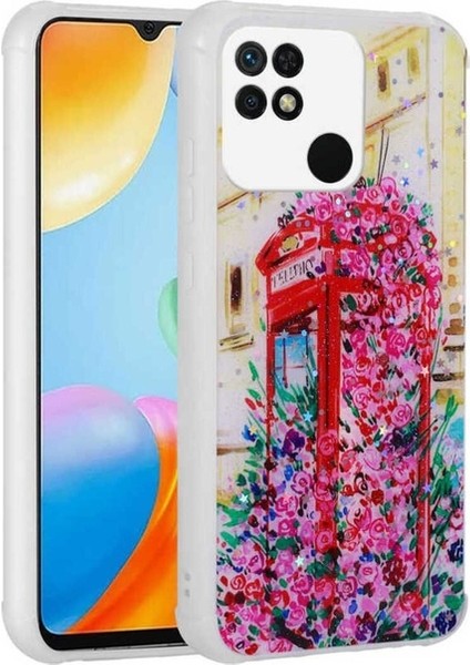Xiaomi Poco C40 Uyumlu Kılıf Simli Desenli Kamera Korumalı Parlak Popy Kapak, Kulübe
