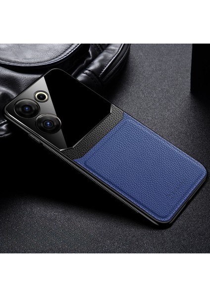 Tecno Camon 20 Pro 4g Uyumlu Kılıf Zebana Lens Deri Kılıf Lacivert