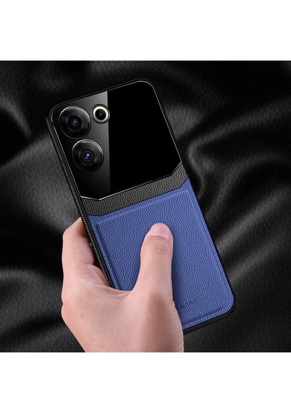 Tecno Camon 20 Pro 4g Uyumlu Kılıf Zebana Lens Deri Kılıf Lacivert fiyatları