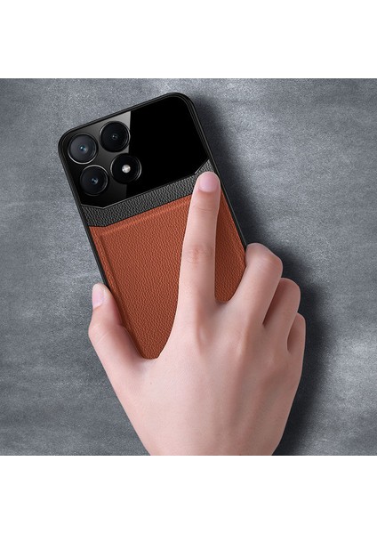 Xiaomi Poco X6 Pro 5g Uyumlu Kılıf Zebana Lens Deri Kılıf Kahverengi modelleri