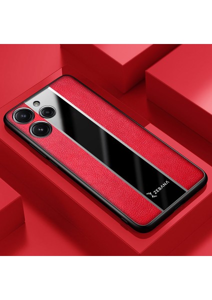 Xiaomi Redmi 12 Uyumlu Kılıf Zebana Premium Deri Kılıf Kırmızı