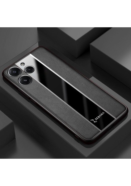 Xiaomi Redmi 12 Uyumlu Kılıf Zebana Premium Deri Kılıf Siyah