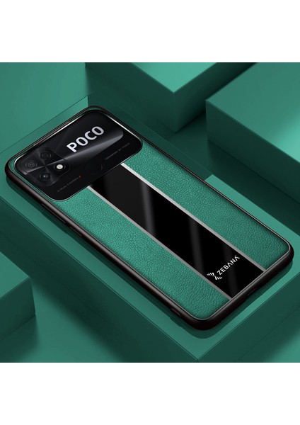 Xiaomi Poco C40 Uyumlu Kılıf Zebana Premium Deri Kılıf Yeşil